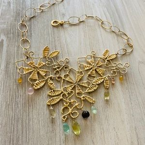 Anthropologie Gold and Gem Stone Necklace